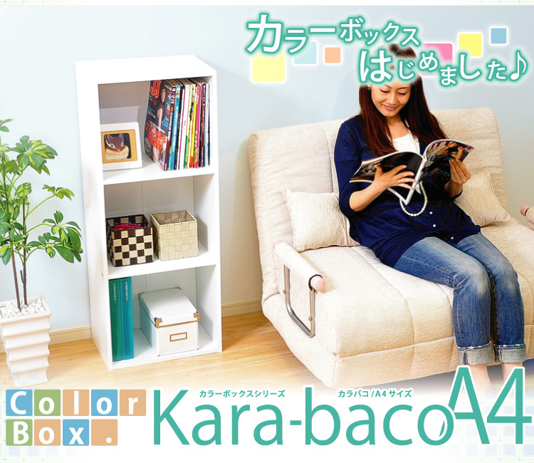 カラーボックスシリーズ【kara-bacoA4】3段A4サイズ