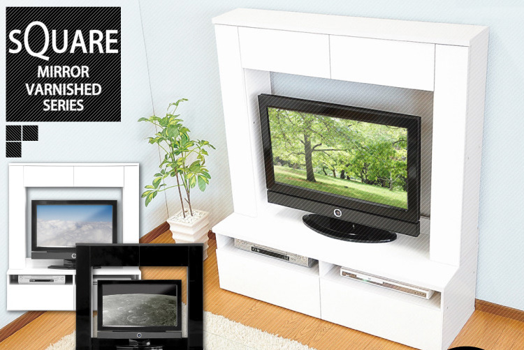 鏡面ハイタイプテレビ台【スクエア】120cm幅