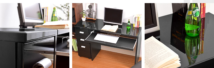 《鏡面仕上げ》ハイタイプPCデスク【NOCHE】ノーチェ（2点セット）