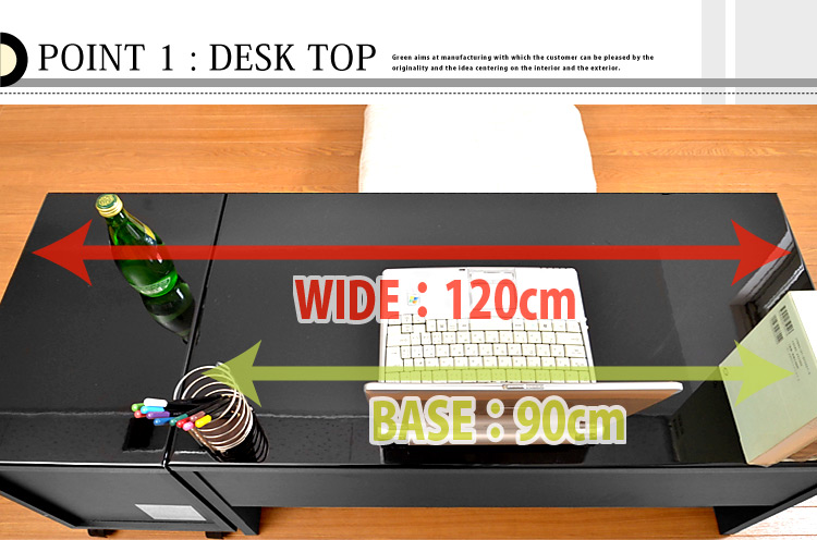 《鏡面仕上げ》ロータイプPCデスク【NOCHE】ノーチェ(2点セット)