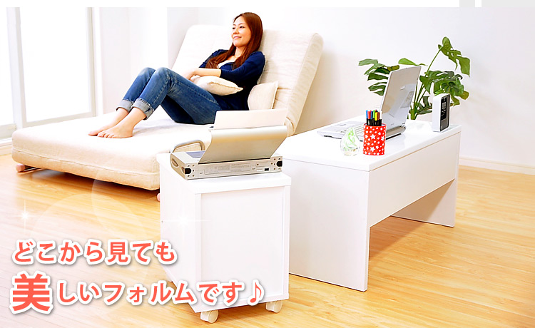 《鏡面仕上げ》ロータイプPCデスク【NOCHE】ノーチェ(2点セット)