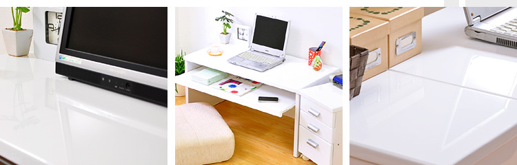 《鏡面仕上げ》ロータイプPCデスク【NOCHE】ノーチェ(2点セット)