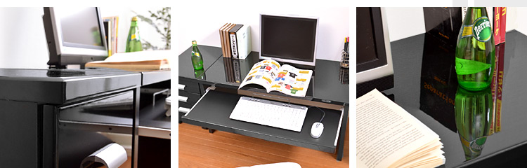 《鏡面仕上げ》ロータイプPCデスク【NOCHE】ノーチェ(2点セット)