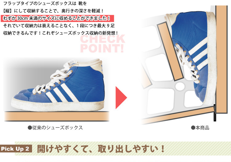 フラップ式シューズボックス【Patan】