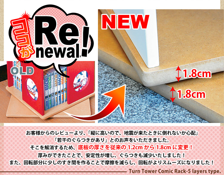 回転式タワーコミックラック【5段】