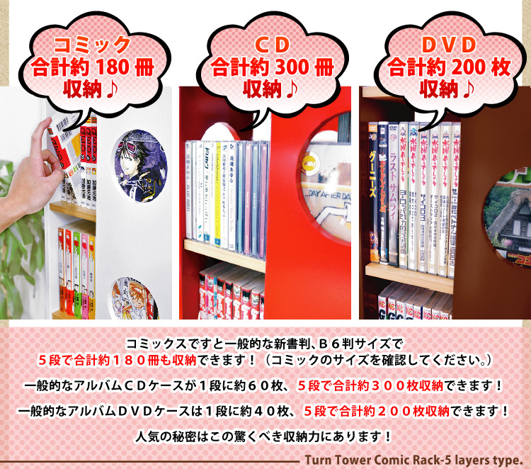 回転式タワーコミックラック【5段】