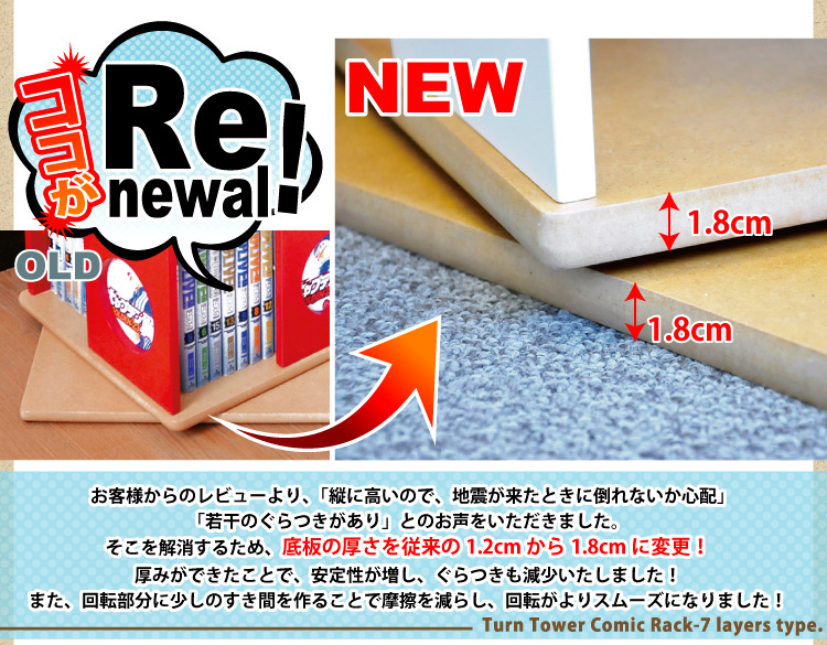 回転式タワーコミックラック【7段タイプ】(リニューアル版)